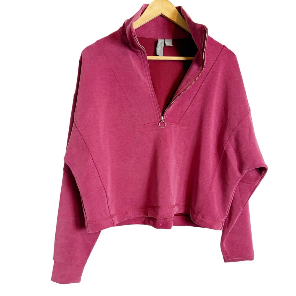 Sweaty Betty Berry Half Zip Funnel Neck Long Sleeve Boxy Sweatshirt Size Small
